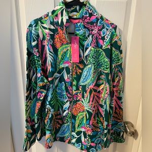 NWT XXL Lilly Pulitzer Leona UPF 50+ Zip-up in Multi Sunshine Jungle